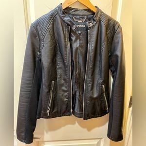 Black leather biker jacket!! -GREAT CONDITION!